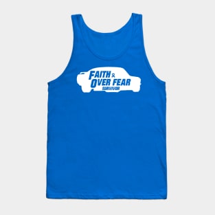 colon cancer Awareness blue ribbon faith over fear survivor Tank Top